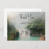 Carte Postale Belle Cascade par une forêt verte luxuriante Merci (Devant / Derrière)