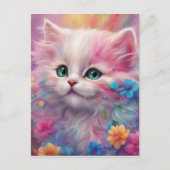 Carte Postale Belle Chat Blanc Fluffy (Devant)