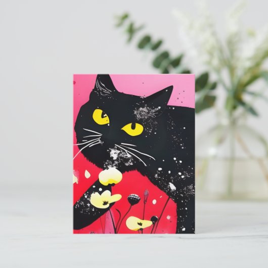 Carte Postale Belle Chat Noir (Debout devant)