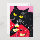 Carte Postale Belle Chat Noir (Devant / Derrière)
