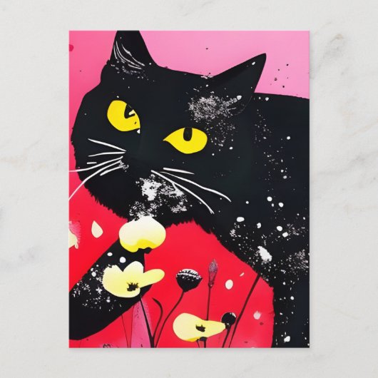 Carte Postale Belle Chat Noir (Devant)