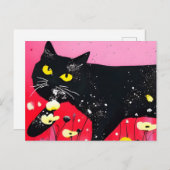 Carte Postale Belle Chat Noir (Devant / Derrière)