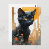 Carte Postale Belle Chat Noir (Devant / Derrière)