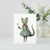 Carte Postale Belle chatte grise Whimisical (Debout devant)