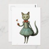 Carte Postale Belle chatte grise Whimisical (Devant / Derrière)