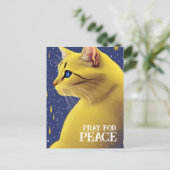 Carte Postale Belle chatte jaune aux yeux bleus - ukraine (Debout devant)