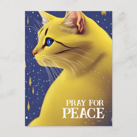 Carte Postale Belle chatte jaune aux yeux bleus - ukraine (Devant)