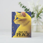 Carte Postale Belle chatte jaune aux yeux bleus - ukraine (Debout devant)