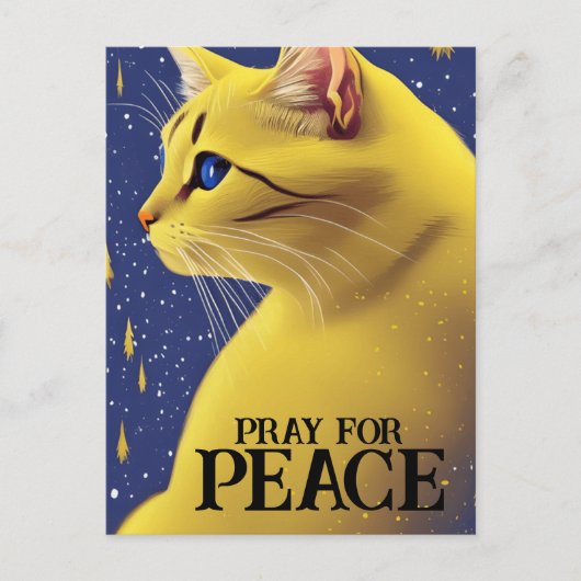 Carte Postale Belle chatte jaune aux yeux bleus - ukraine (Devant)