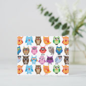 Carte Postale Belle Chouette Colorée Personnalisée (Debout devant)