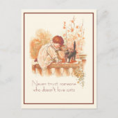 Carte Postale Belle citation de chats d'enfant Red Haired avec c (Devant)