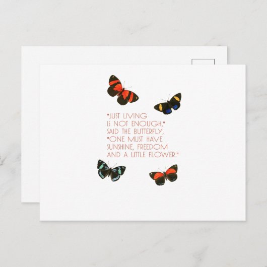 Carte Postale Belle citation de papillon (Devant / Derrière)