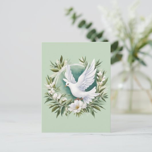 Carte Postale Belle colombe blanche (Debout devant)