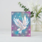 Carte Postale Belle colombe blanche Parties scintillant blanche (Debout devant)