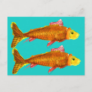 Carte Postale Belle comète de poisson rouge illustration de pop 