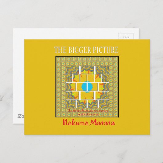 Carte Postale Belle conception graphique extraordinaire jaune or (Devant / Derrière)