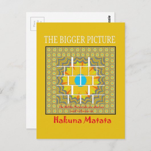 Carte Postale Belle conception graphique extraordinaire jaune or (Devant / Derrière)