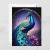 Carte Postale Belle couleur Peacock Paon Bird faune (Devant / Derrière)