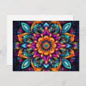 Carte Postale Belle couleur Sacred Geometry Mandala Art (Devant / Derrière)