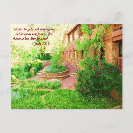 Carte Postale Belle cour de jardin Photo avec Bible Verse (Devant)