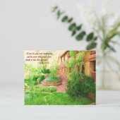 Carte Postale Belle cour de jardin Photo avec Bible Verse (Debout devant)