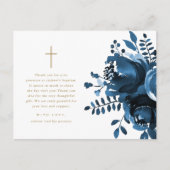 Carte Postale Belle Croix Florale Remerciement Photo Baptême (Devant)