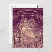 Carte Postale Belle dame avec guitare (Devant / Derrière)