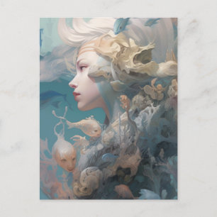 Carte Postale Belle Dame de la Mer aux Poissons