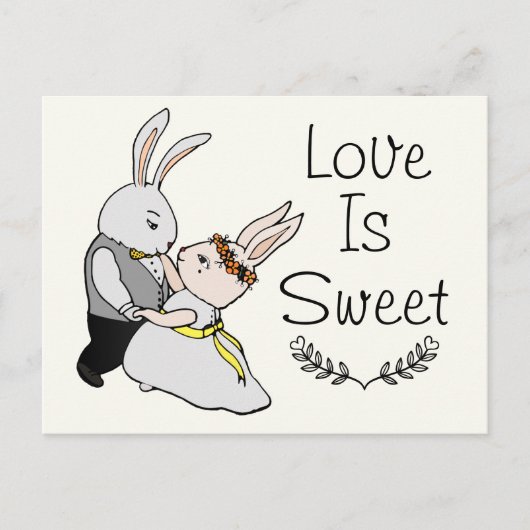 Carte Postale Belle Danse Amour Bunnies | L'amour est Mariage (Devant)