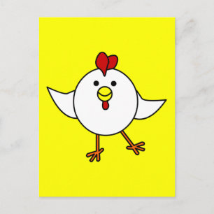 Carte Postale Belle Danse de poulet - Blanc et Jaune