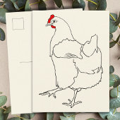 Carte Postale Belle Danse Poulet Funky Line Dessin Animal Art
