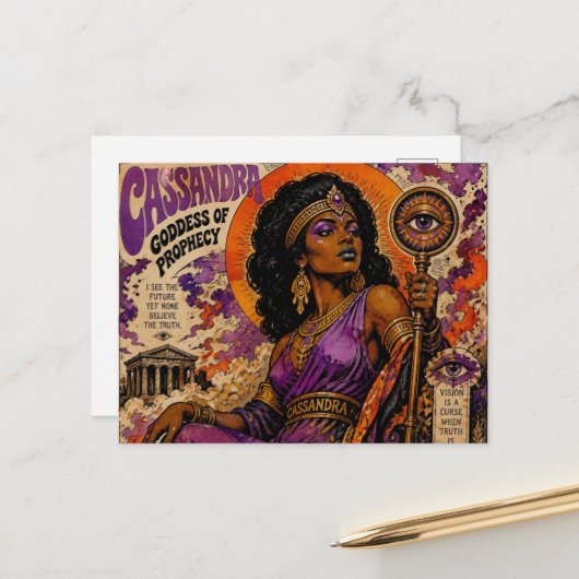 Carte Postale Belle déesse grecque Cassandre (Devant/Arrière en situation)