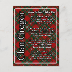 Carte Postale Belle Écosse je t'adore tartan du Clan Gregor