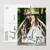 Carte Postale Belle écriture calligraphique Merci Mariage (Devant / Derrière)