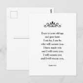 Carte Postale Belle Écriture Encourageante Bible Verse Isaiah (Devant / Derrière)