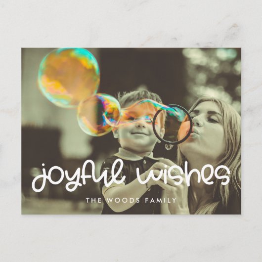 Carte Postale Belle écriture Joyeuse voeux Photo de vacances (Devant)