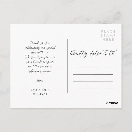 Carte Postale Belle écriture Love & Merci photo Mariage (Dos)