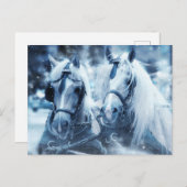 Carte Postale Belle équipe de chevaux Photo d'hiver (Devant / Derrière)