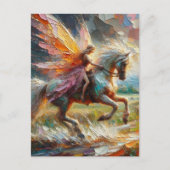 Carte Postale Belle fée à cheval (Devant)
