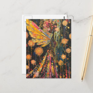 Carte Postale Belle Fée Colorée Surréaliste de Pissenlit