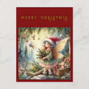 Carte Postale Belle Fée dans la Forêt Joyeux Noël