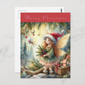 Carte Postale Belle Fée dans la forêt Joyeux Noël (Devant / Derrière)