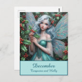 Carte Postale Belle fée de décembre à Holly (Devant / Derrière)
