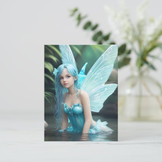 Carte Postale Belle Fée d'eau Bleue (Debout devant)