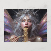 Carte Postale Belle Fée mangeant quelques nouilles (Devant)