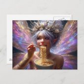 Carte Postale Belle Fée mangeant quelques nouilles (Devant / Derrière)