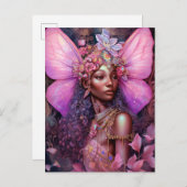 Carte Postale Belle Fée noire fille Imaginaire Art (Devant / Derrière)