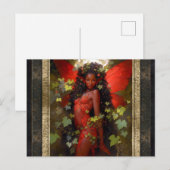 Carte Postale Belle Fée Rouge Femme Imaginaire Art (Devant / Derrière)