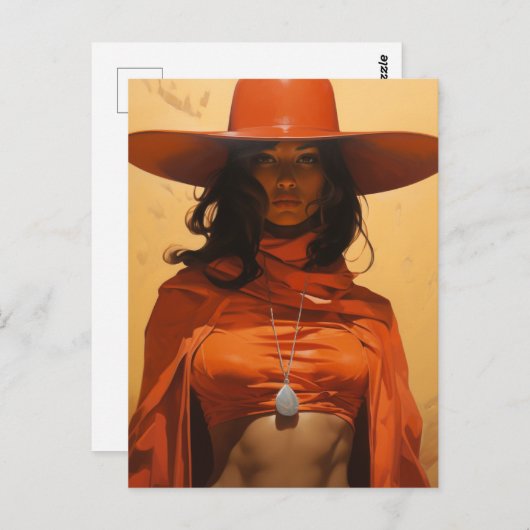 Carte Postale Belle femme à Orange (Devant / Derrière)