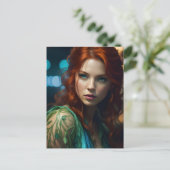 Carte Postale Belle femme à tête rouge (Debout devant)